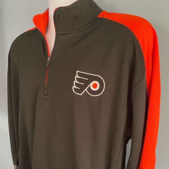 Men’s Philadelphia Flyers Mesh Long Sleeve, Half Zip, Size: Large - Picture 2 of 8
